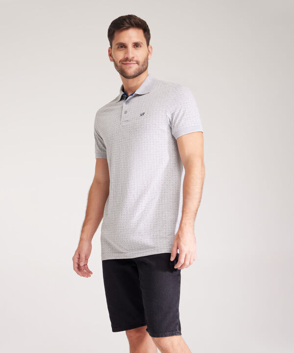Polo Estampada Cuello Y Puños Tejidos Unicolor Sin Bolsillo Con Silueta Slim Fit image number null