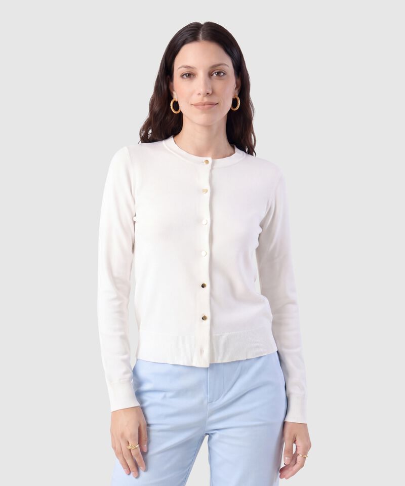 Saco Tejido Con Botones Para Mujer