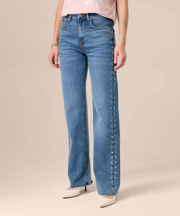 Jeans Para Mujer Con Apliques Laterales