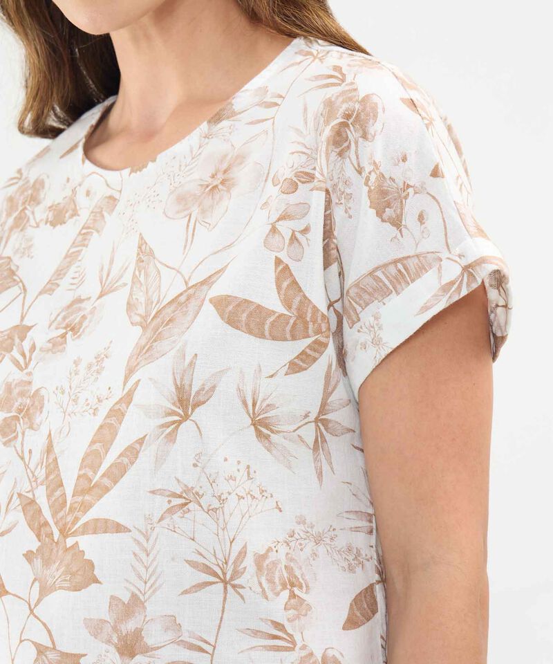 Blusa Estampada en Efecto Lino