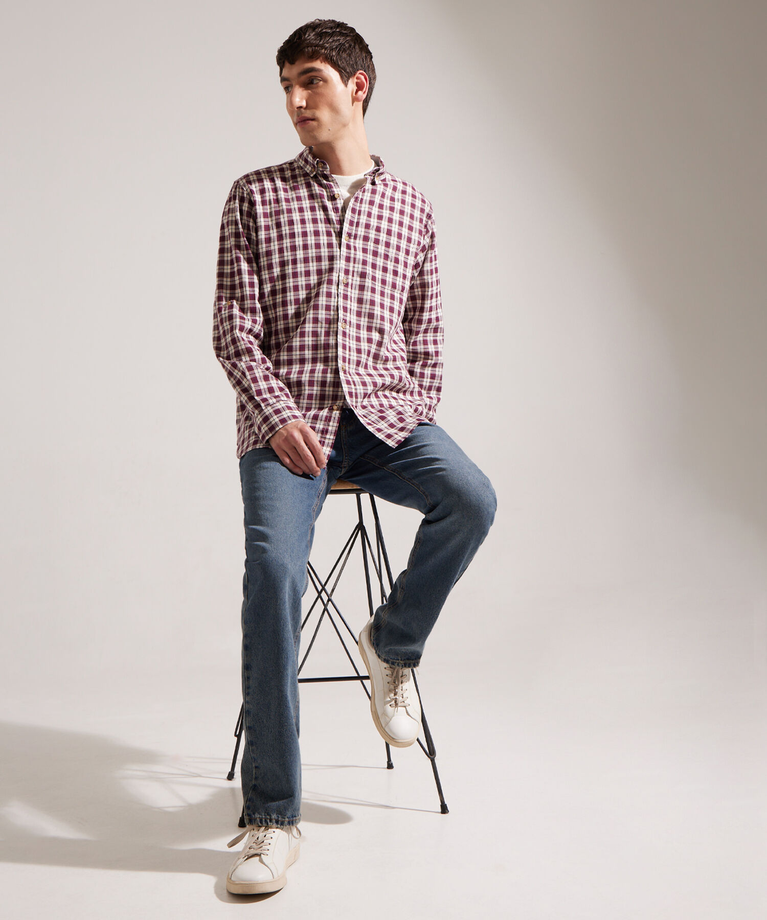 Camisa Manga Larga Preteñida Button Down