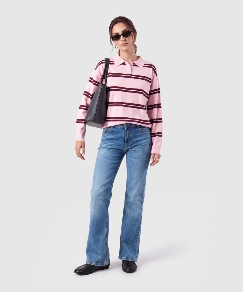 Polo Manga Larga A Rayas Para Mujer