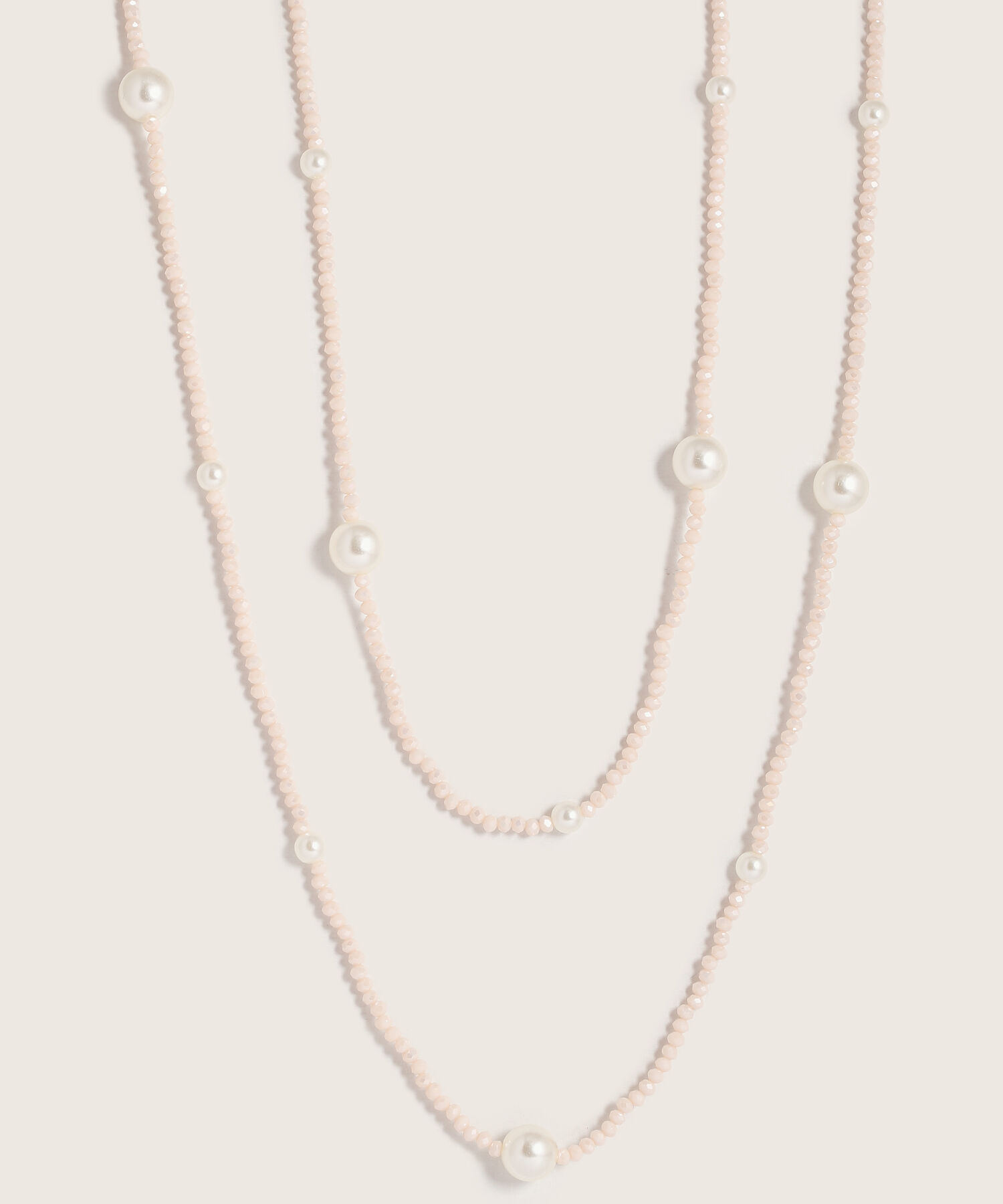 Collar Doble Con Perlas Y Cuentas Para Mujer