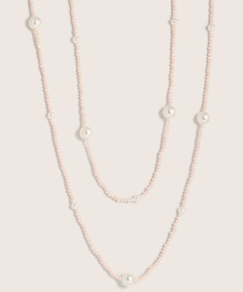 Collar Doble Con Perlas Y Cuentas Para Mujer