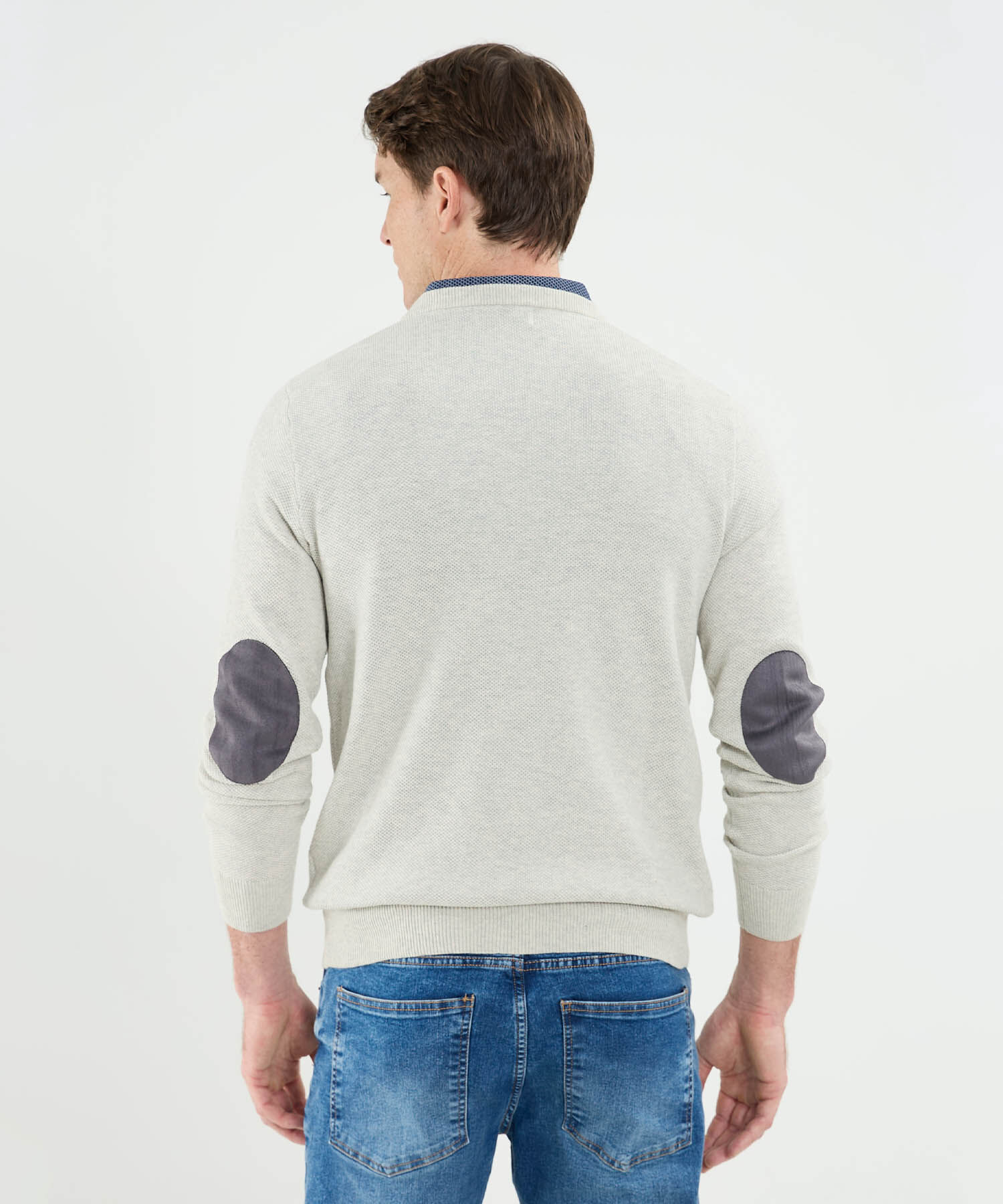 Saco Cuello Redondo Con Coderas Para Hombre