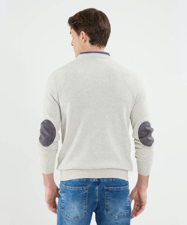 Saco Cuello Redondo Con Coderas Para Hombre