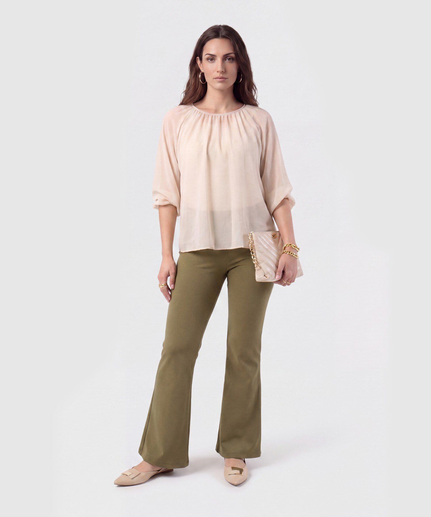 Blusa Cuello Recogido Transparente Mujer
