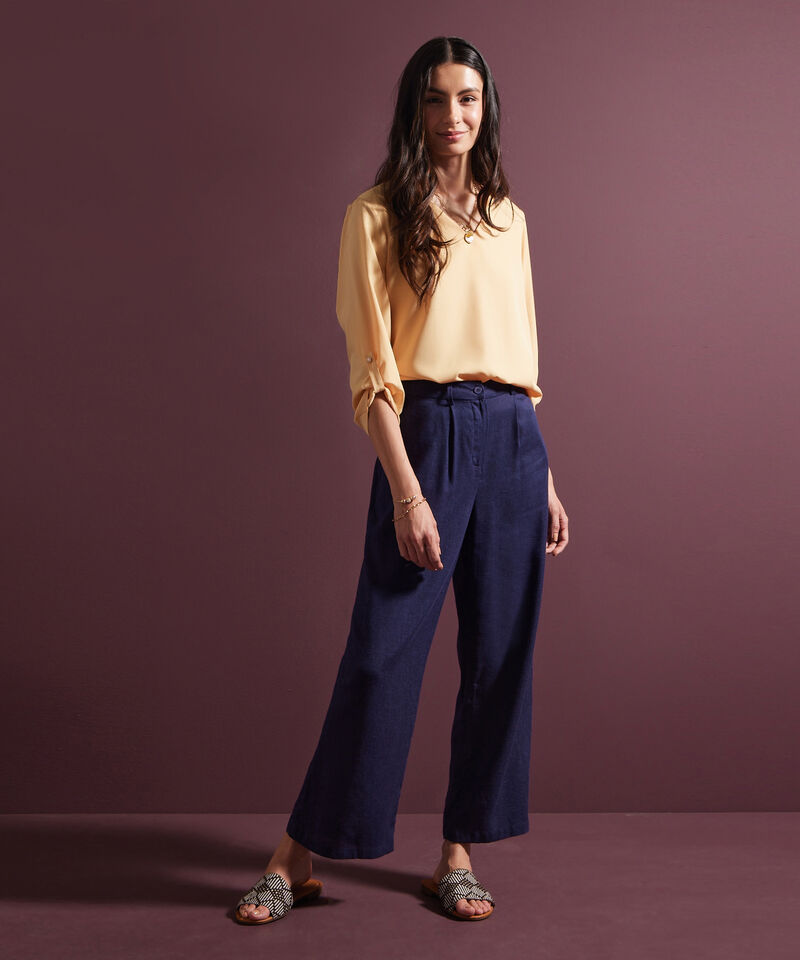 Blusa Manga 3/4 Con Charretera Unicolor