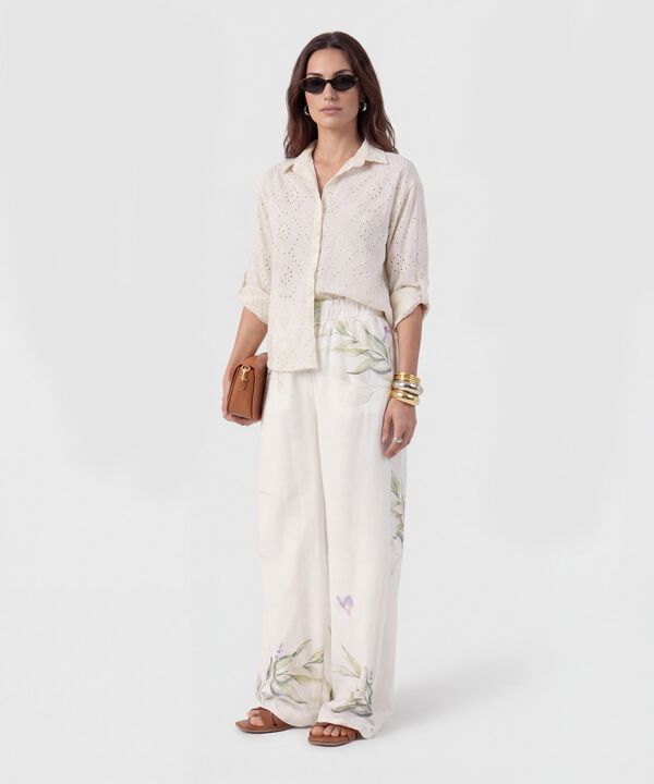 Pantal&oacute;n Wide Leg Con Pretina El&aacute;stica Para Mujer