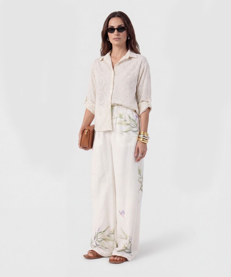 Pantal&oacute;n Wide Leg Con Pretina El&aacute;stica Para Mujer