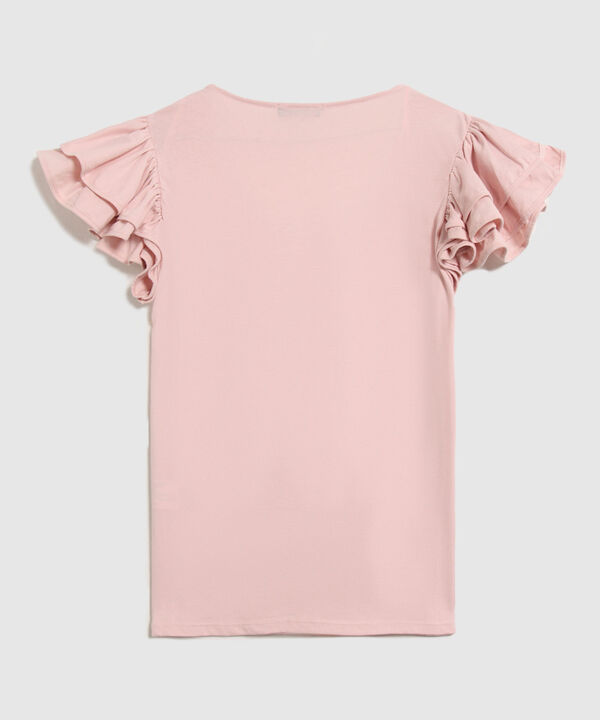 Camiseta Unicolor Con Detalle En Mangas  image number null