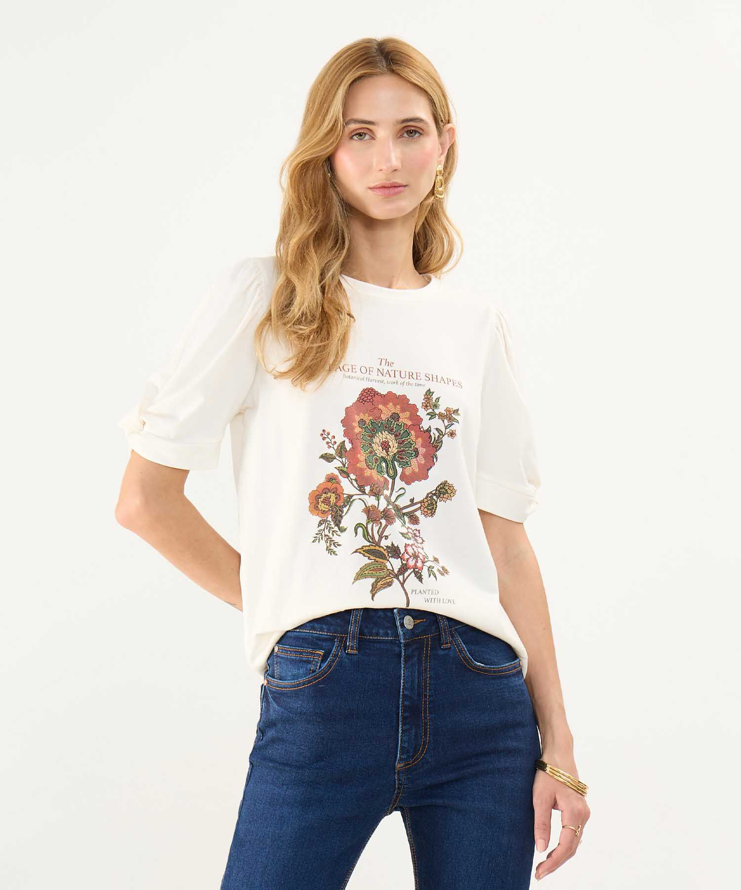 Camiseta Estampada con Ruche