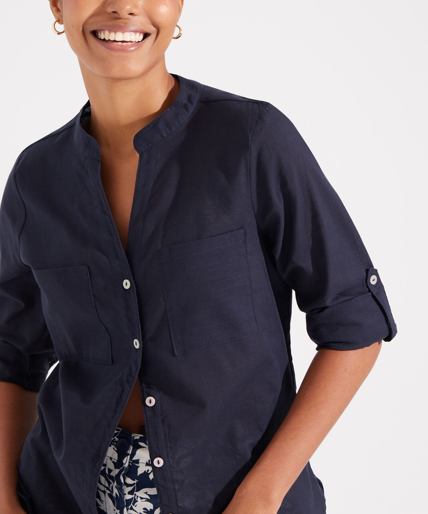 Blusa Manga ¾ en Lino