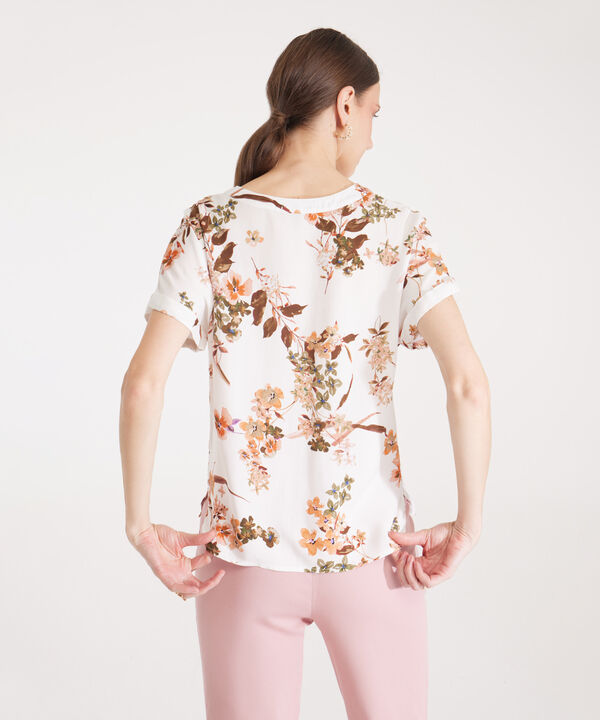 Blusa Manga Corta Con Guardapolvo Estampada