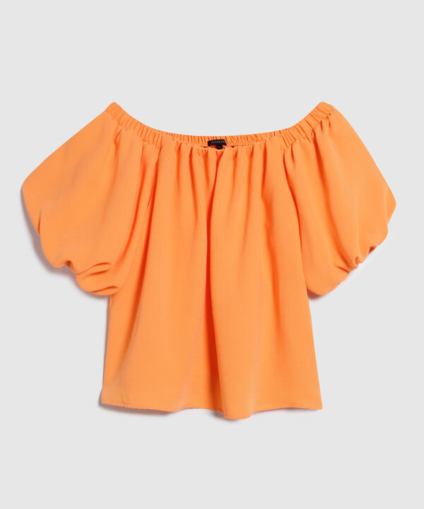 Blusa Encauchada Unicolor Manga Al Codo