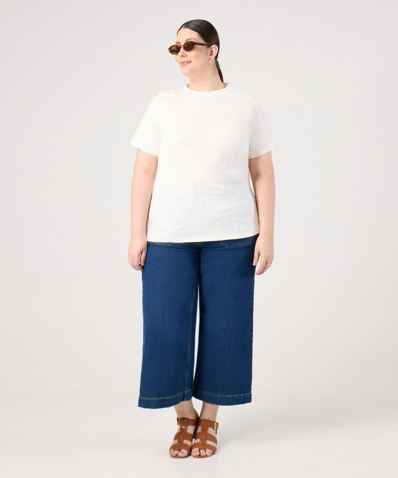 Jeans Culotte Con Bolsillos Frontales Para Mujer Curvy