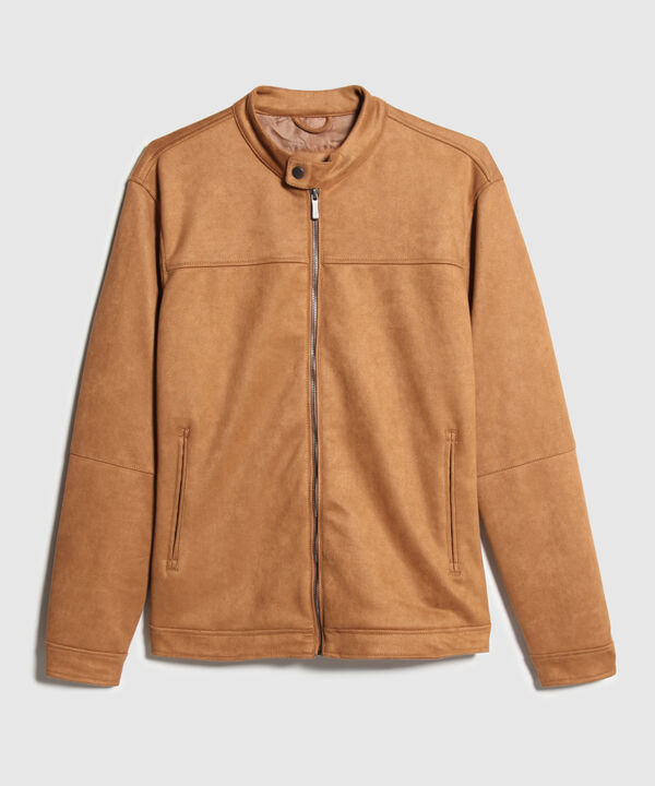 Chaqueta en Suede con Cuello Neru