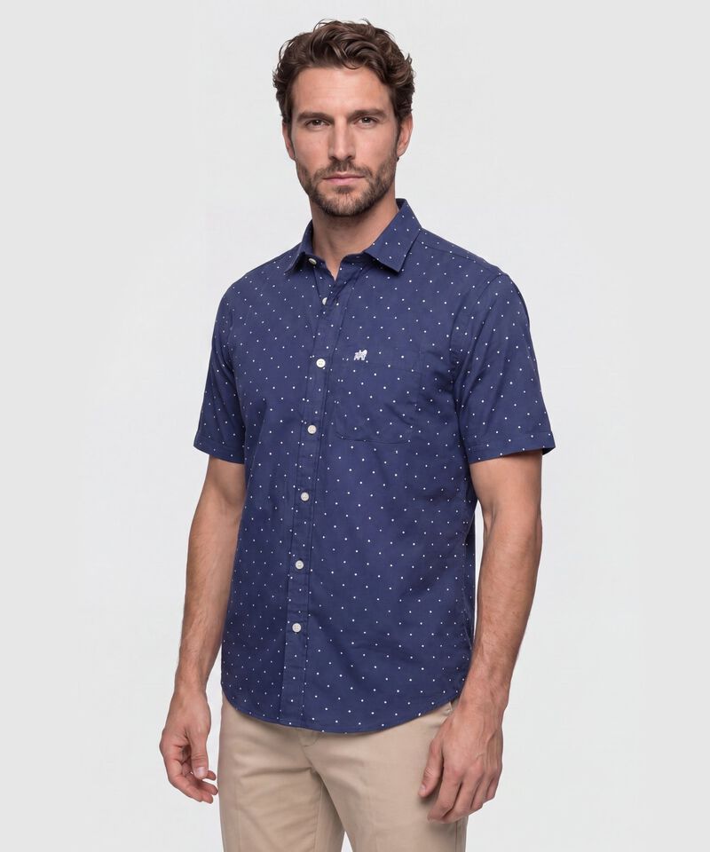 Camisa Manga Corta En Miniprints Con Bolsillo