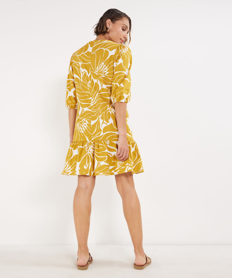 Vestido Estampado, Manga 3/4, Pu&ntilde;os Con El&aacute;stico, Escote Redondo Y Boleros, Serena