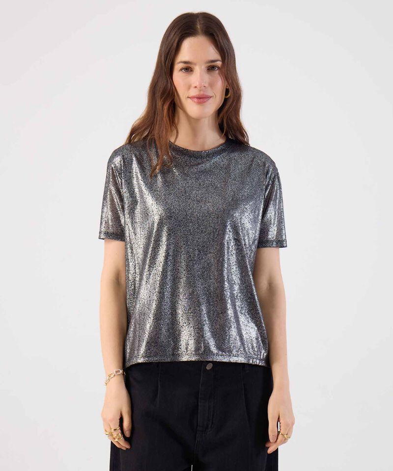Camiseta Manga Corta Metalizada Mujer