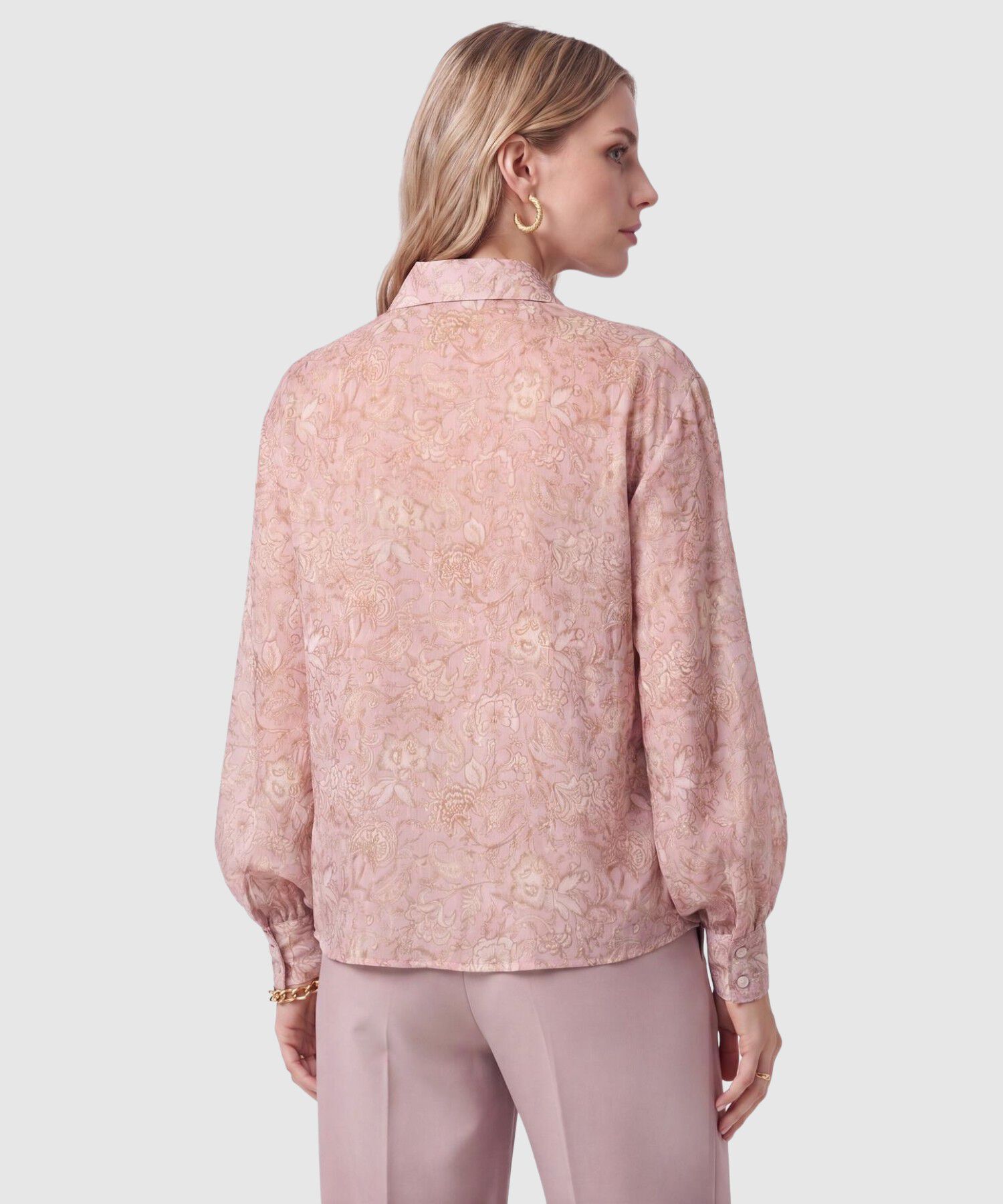 Camisa Manga Abullonada Estampada Mujer