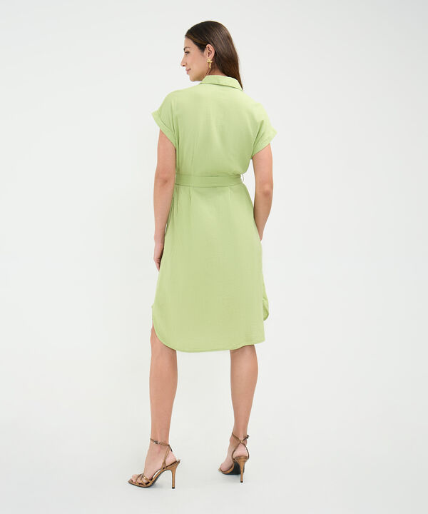 Vestido Camisero en Efecto Lino