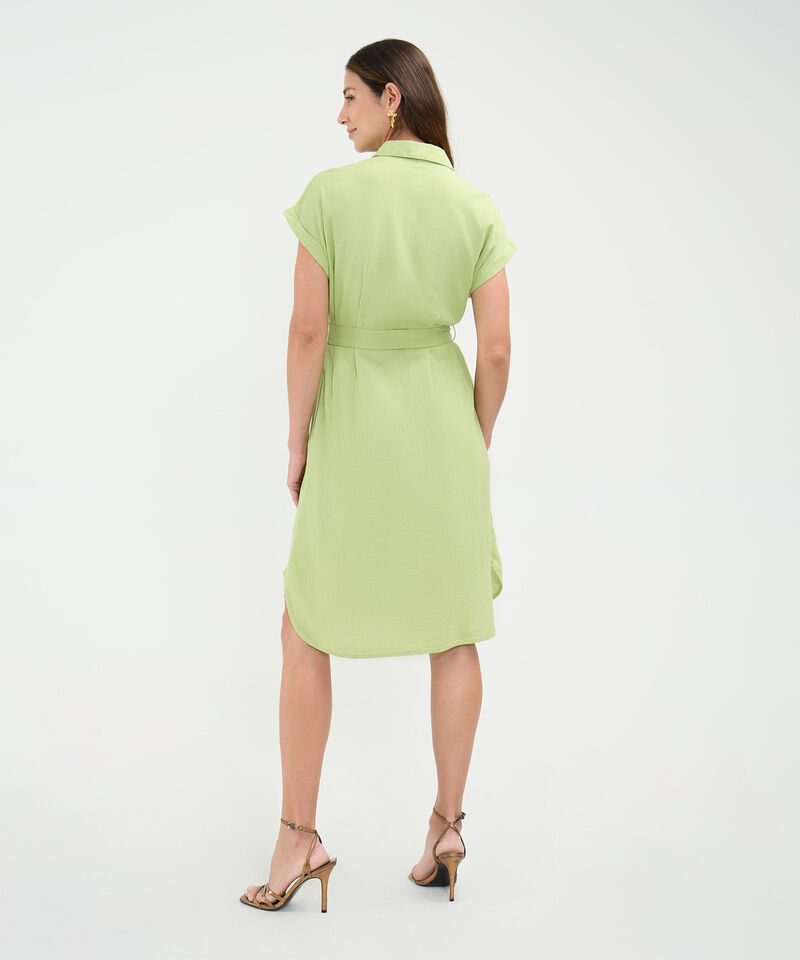 Vestido Camisero en Efecto Lino