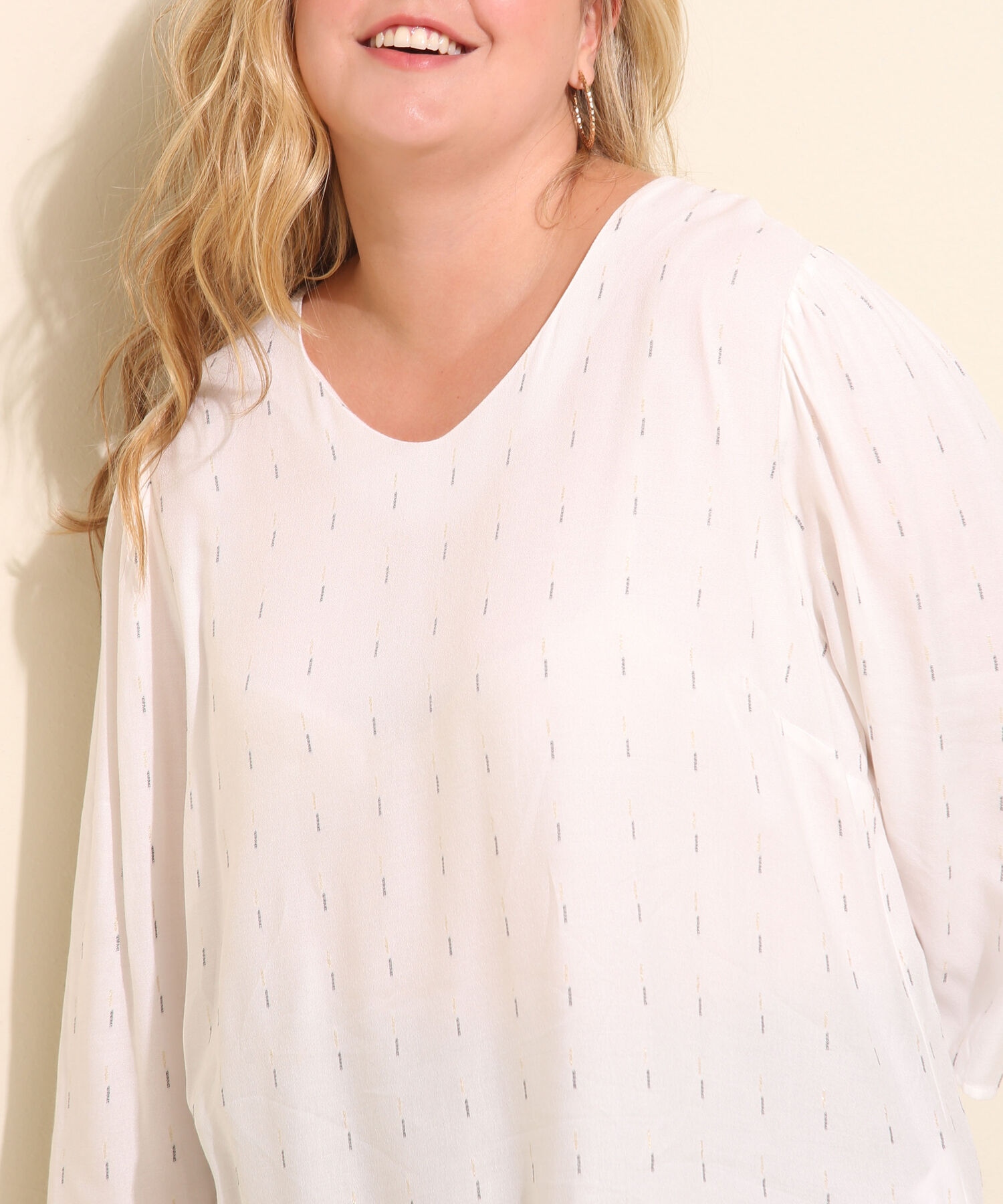 Blusa Manga 3/4 Tela De Lurex