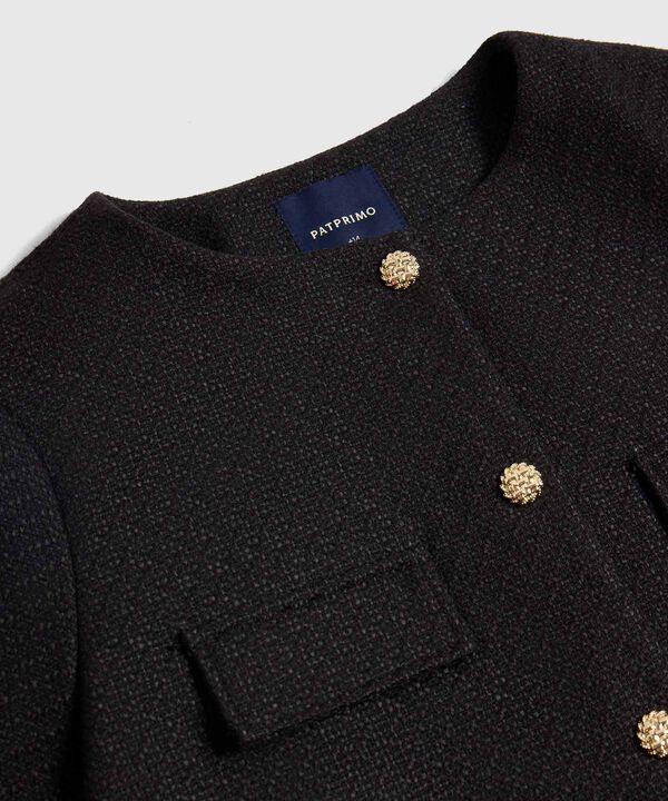 Chaqueta Unicolor Con Botones Para Mujer Curvy