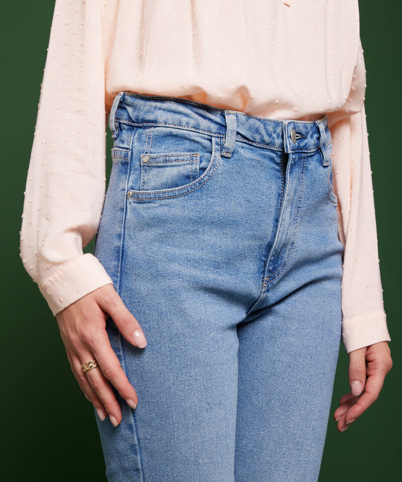 Jean Skinny Tiro Alto Tono Medio Claro