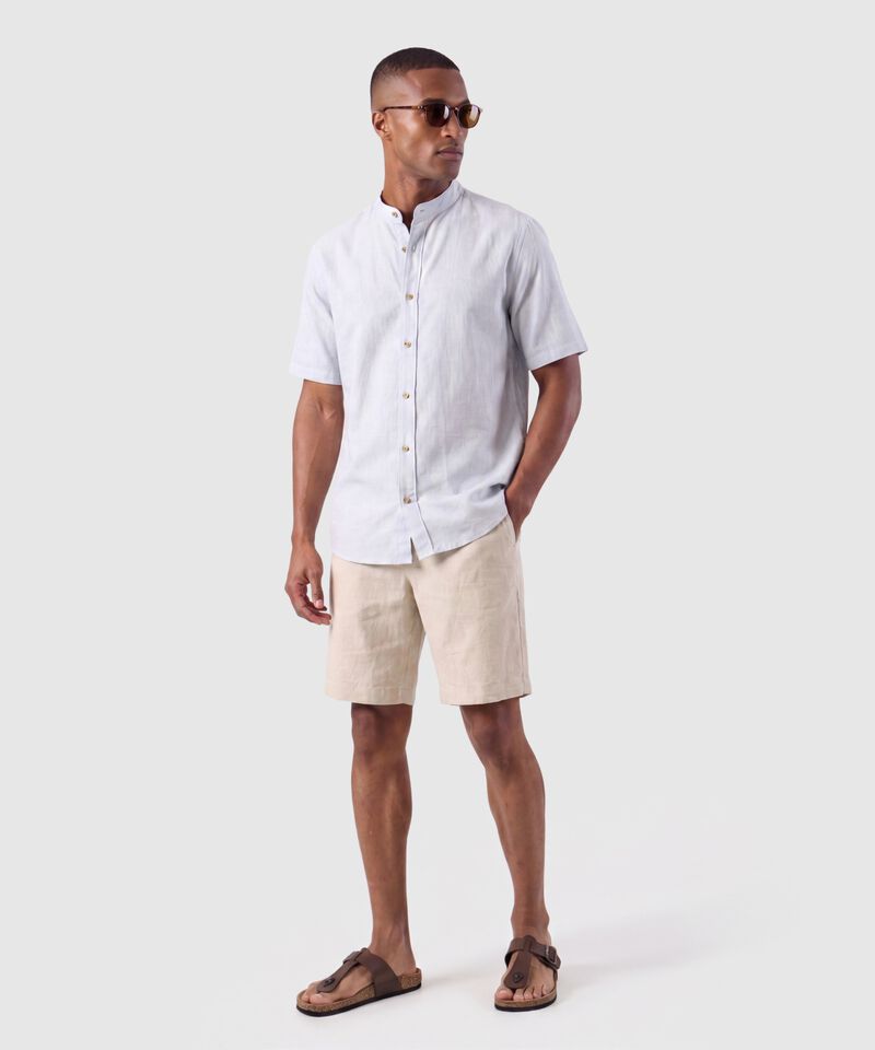 Camisa Manga Corta Con Cuello Mao Para Hombre