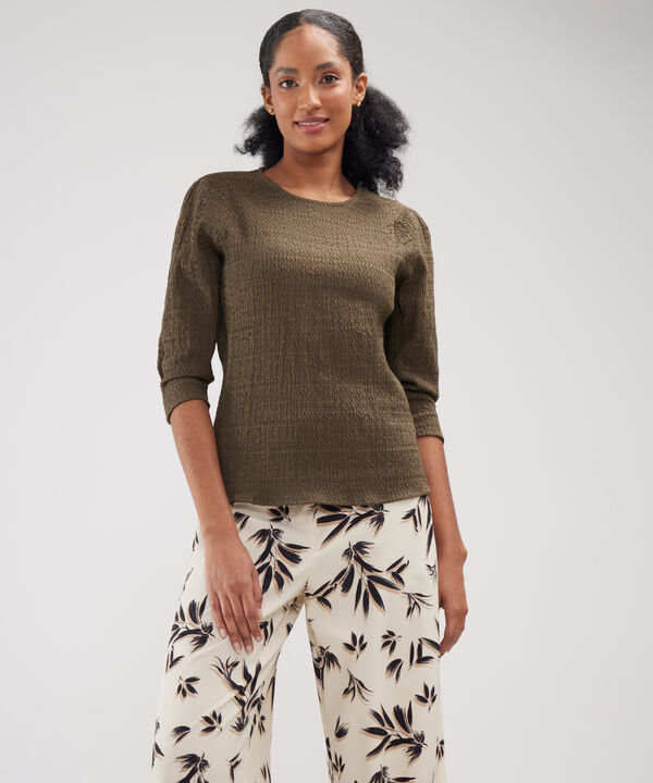 Blusa Texturizada Con Manga 3/4 image number null
