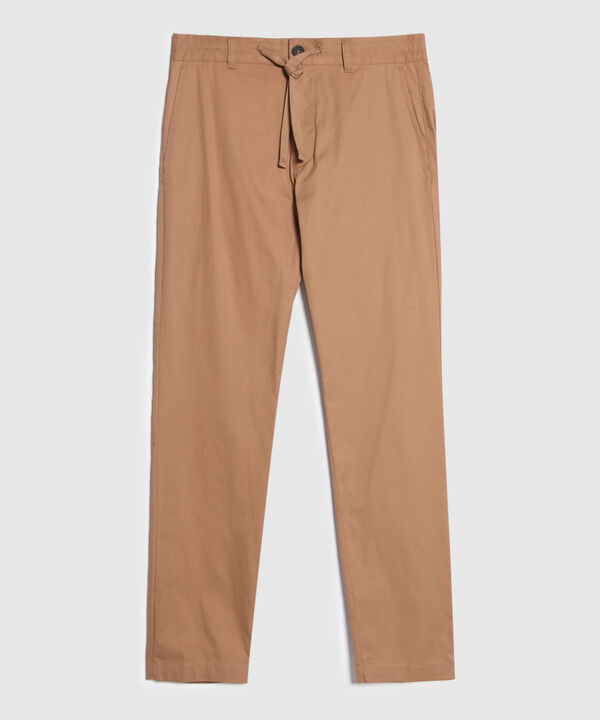 Pantalon Chino Unicolor Con Cordón
