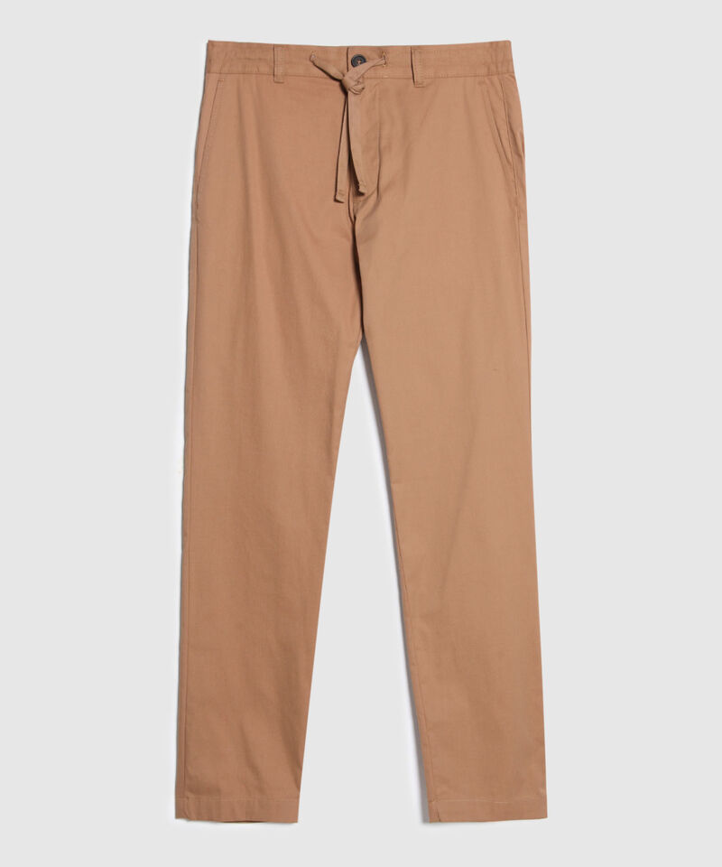 Pantalon Chino Unicolor Con Cordón