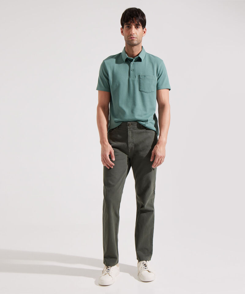 Polo Unicolor Textura, Cuello Duro Con Bolsillo, Silueta Slim Fit, Kairós