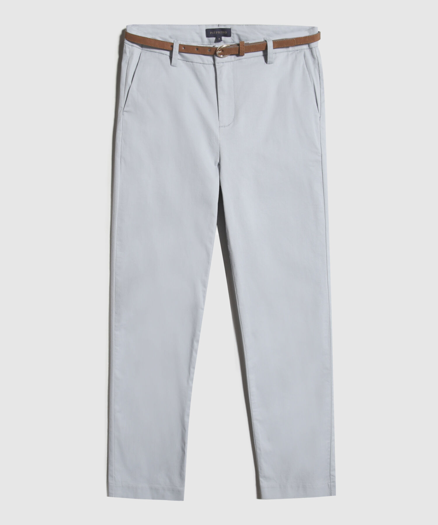 Pantalon Unicolor Chino Con Cinturon