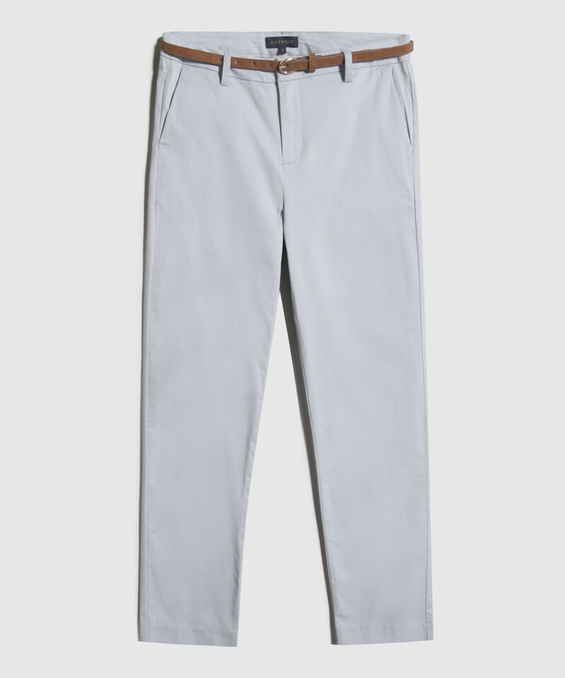 Pantalon Unicolor Chino Con Cinturon