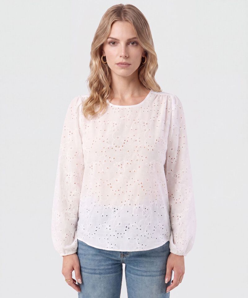 Blusa Bordado Suizo Manga Larga Para Mujer