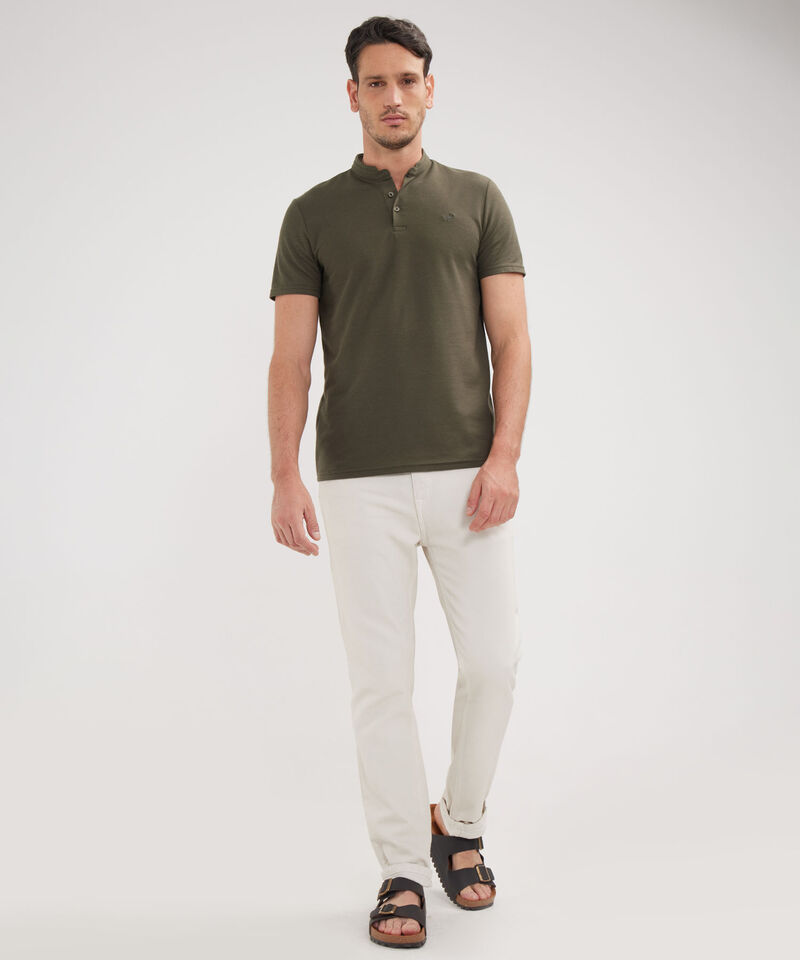 Polo Mao Unicolor Con Pestaña Unicolor  Sin Bolsillo Silueta Slim Fit