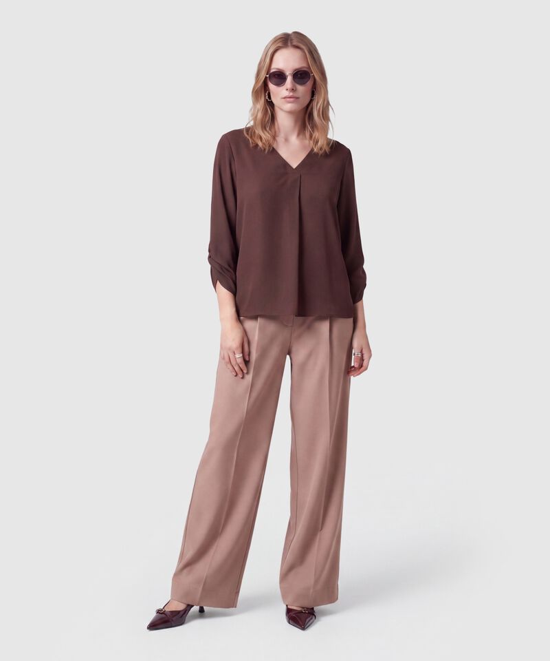 Blusa Unicolor Manga 3/4 Para Mujer