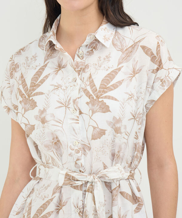 Vestido Camisero en Efecto Lino image number null