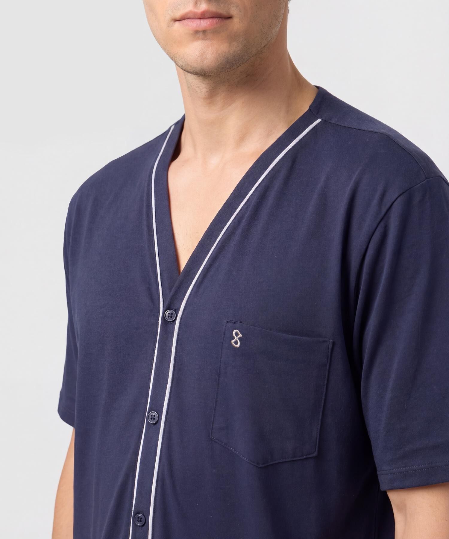 Pijama Corta Abotonada Estampada Para Hombre