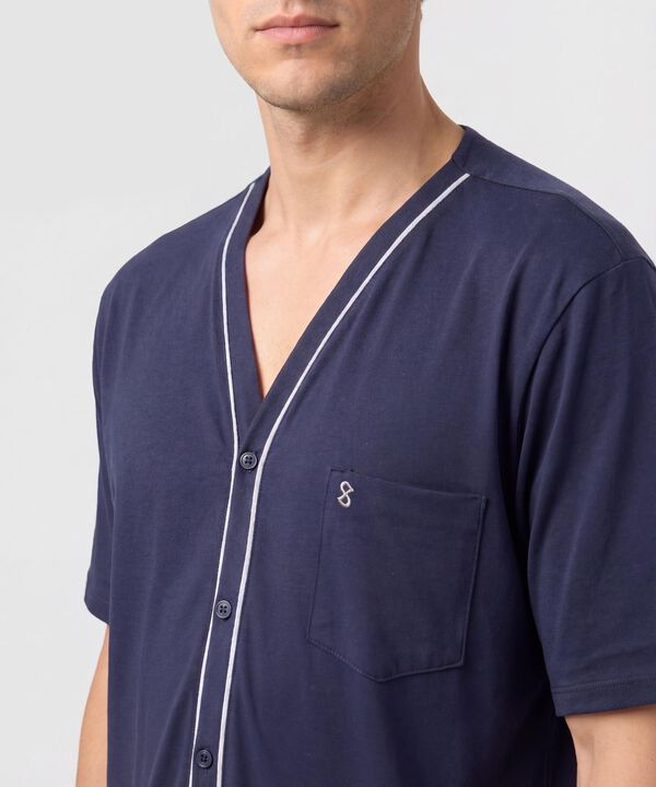 Pijama Corta Abotonada Estampada Para Hombre