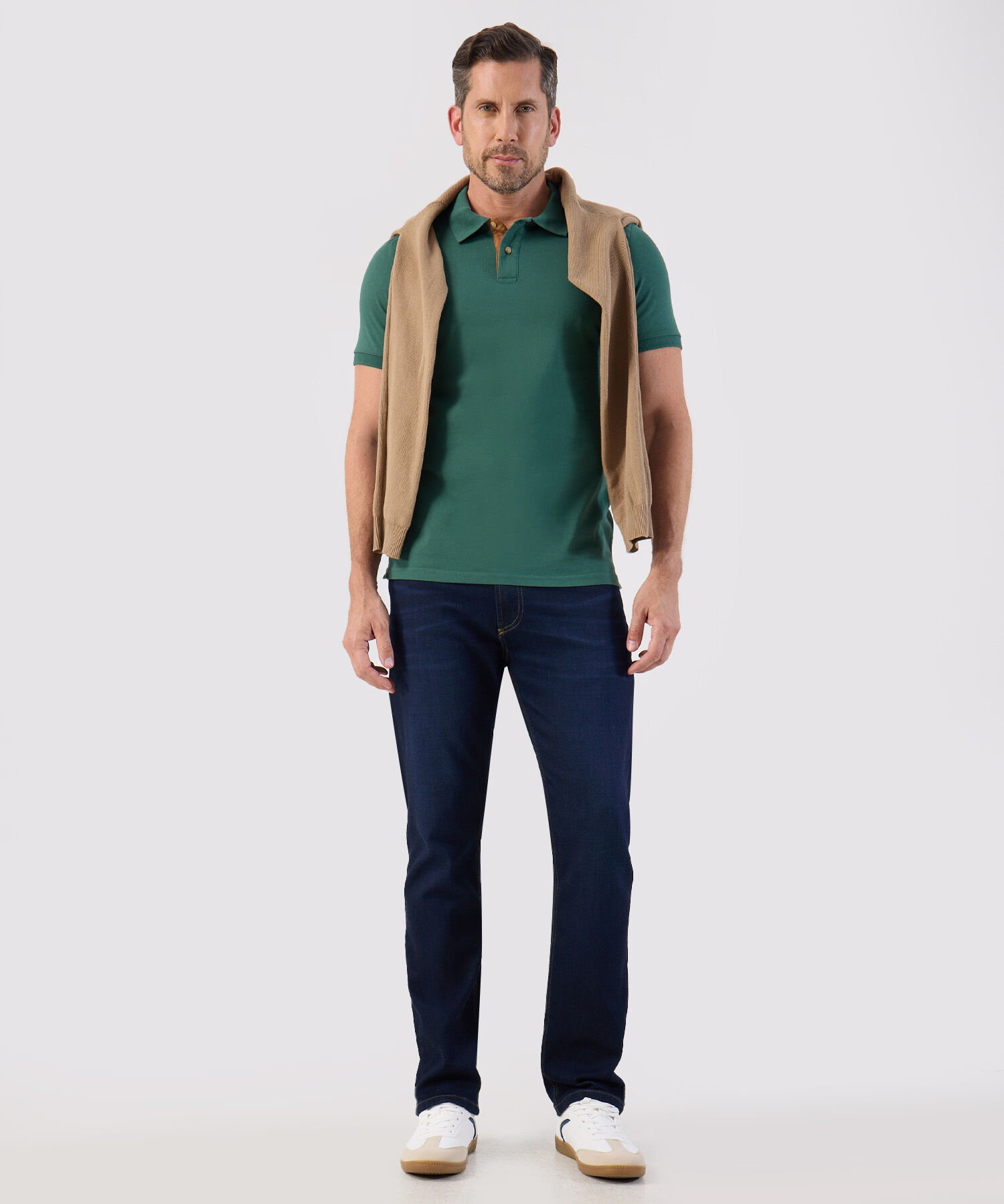 Polo Unicolor Cuello Contraste Hombre