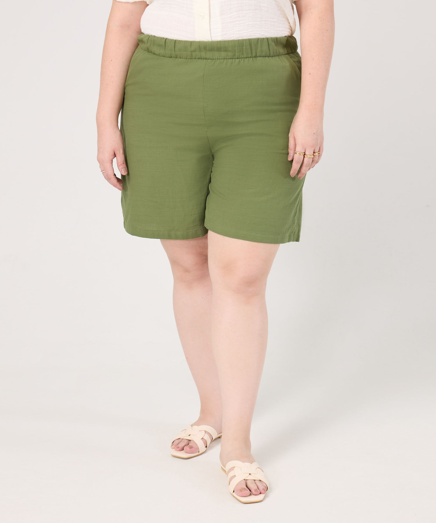 Bermuda Cintura El&aacute;stica Para Mujer Curvy