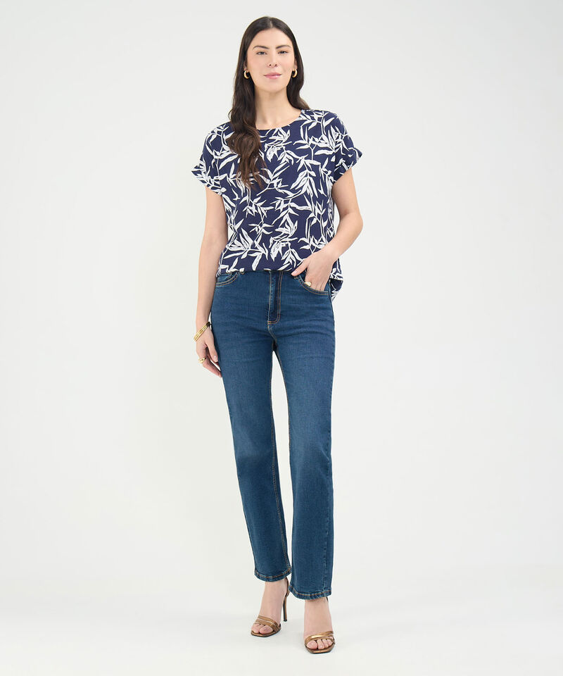 Blusa Estampada en Efecto Lino