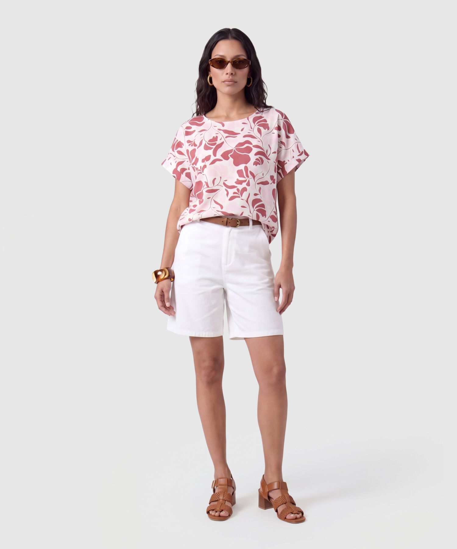 Blusa Manga Corta Dobladillo Para Mujer