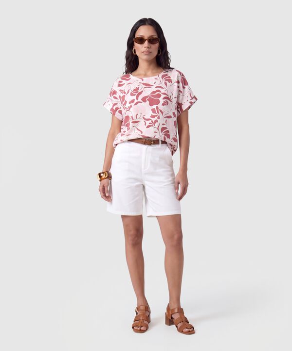 Blusa Manga Corta Dobladillo Para Mujer