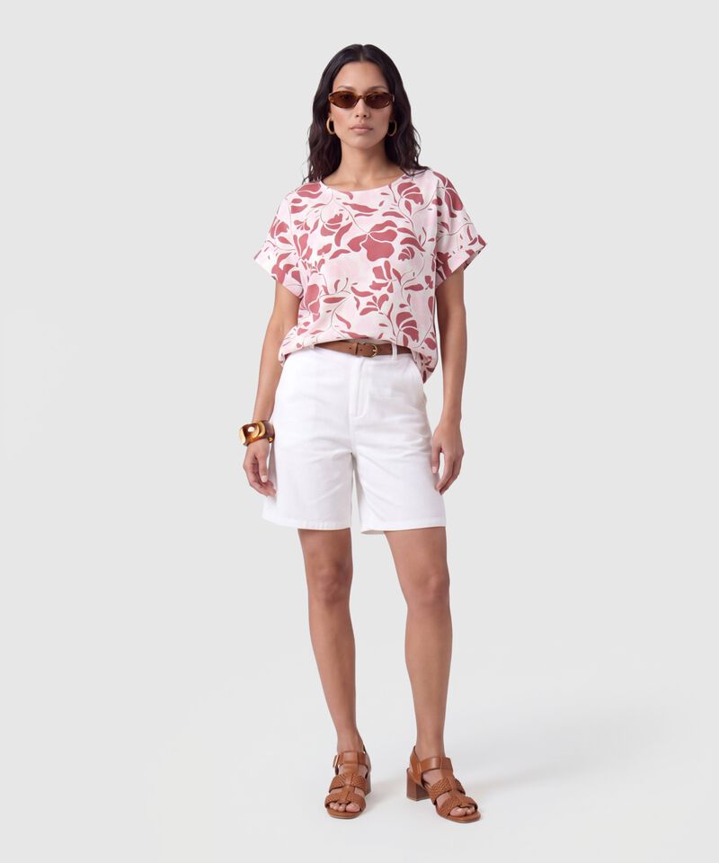 Blusa Manga Corta Dobladillo Para Mujer