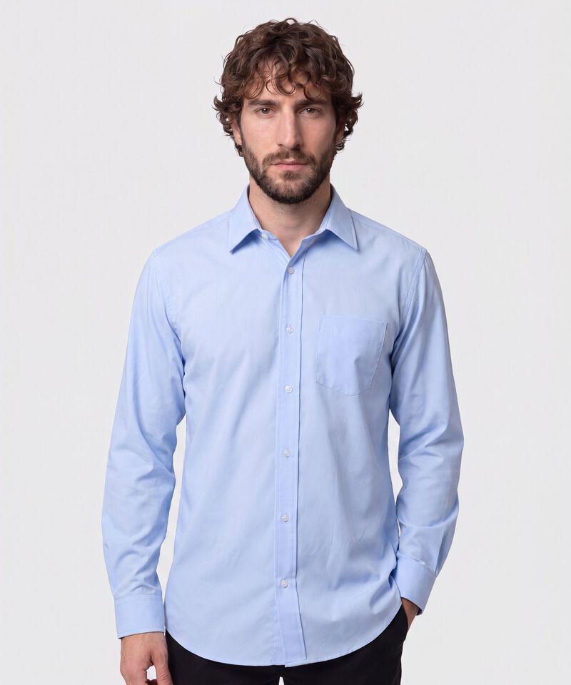 Camisa Manga Larga Con Bolsillo Antiarrugas